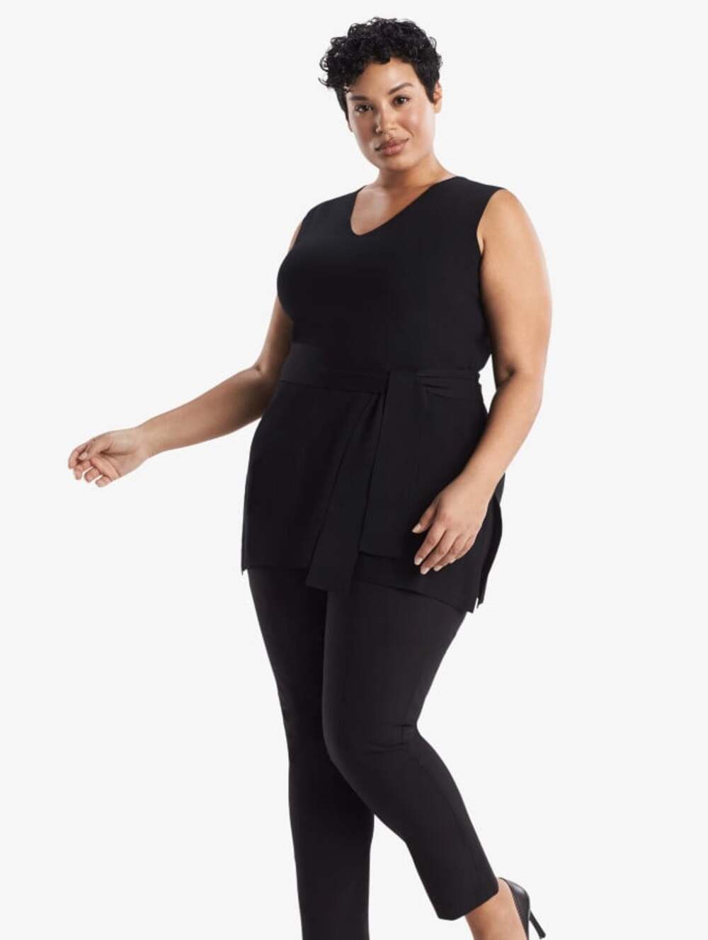 MM Lafluer NWT Linette Top 365 Knit in Black Size +1 or XXL Belted